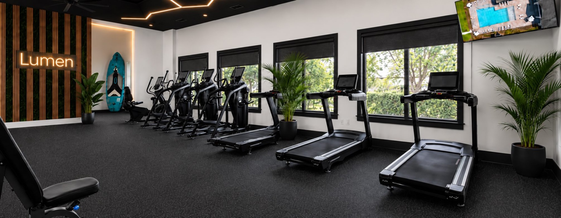 a room with exercise equipment