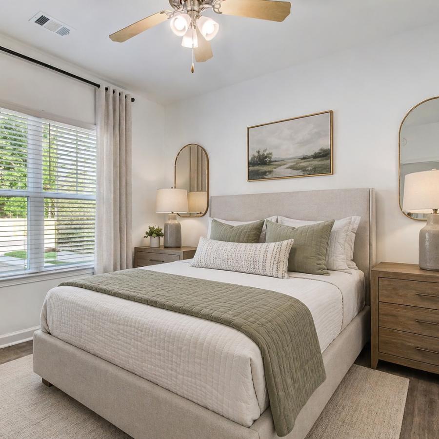 large bedroom with window