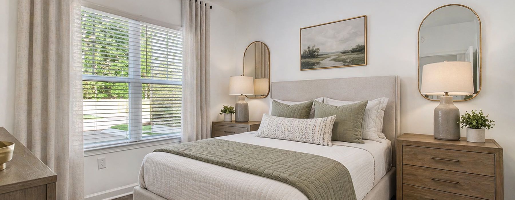 a bedroom with a large bed and a large window